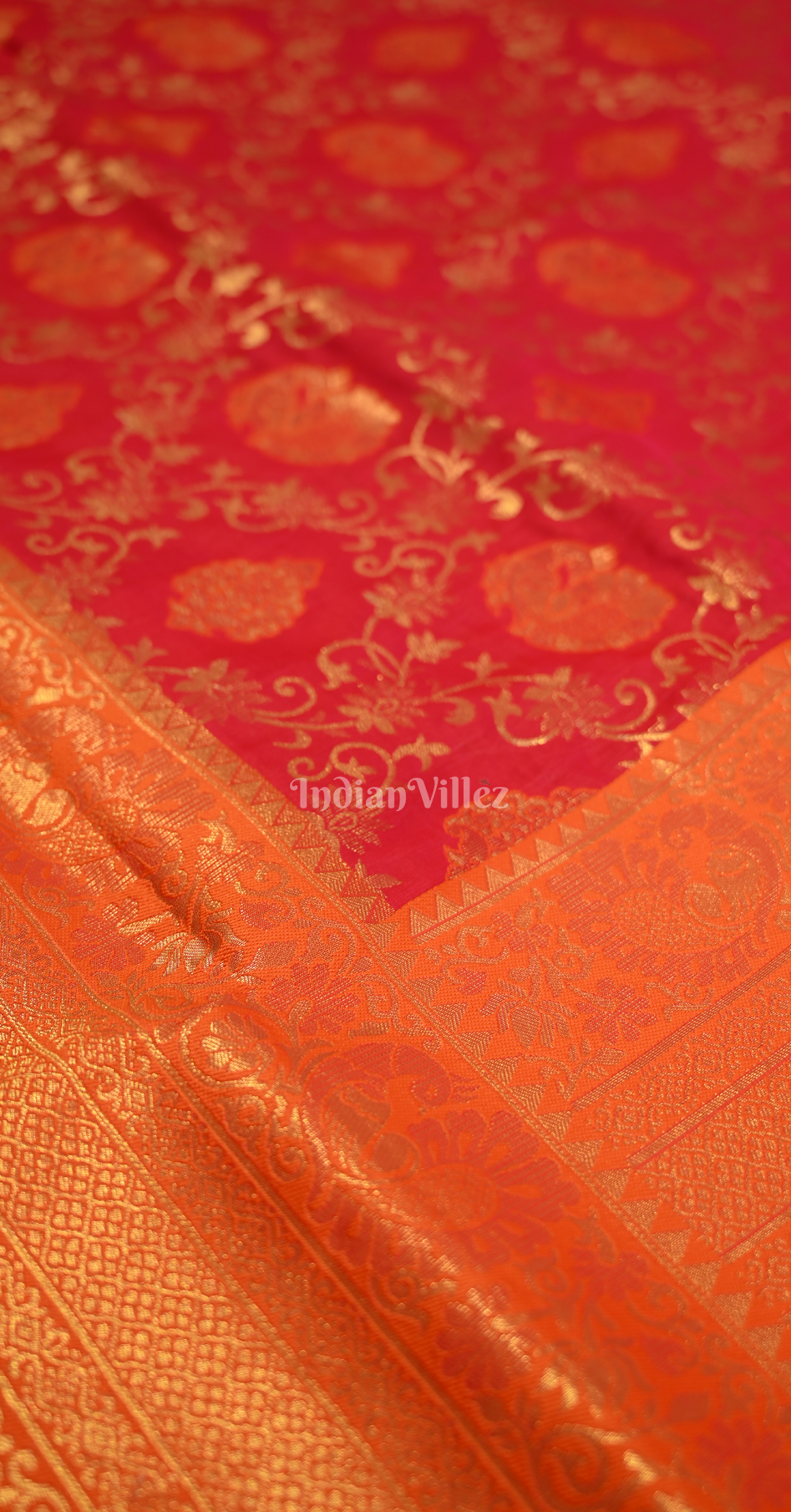 Pink Yellow Pure Chaap Weaving Silk Saree