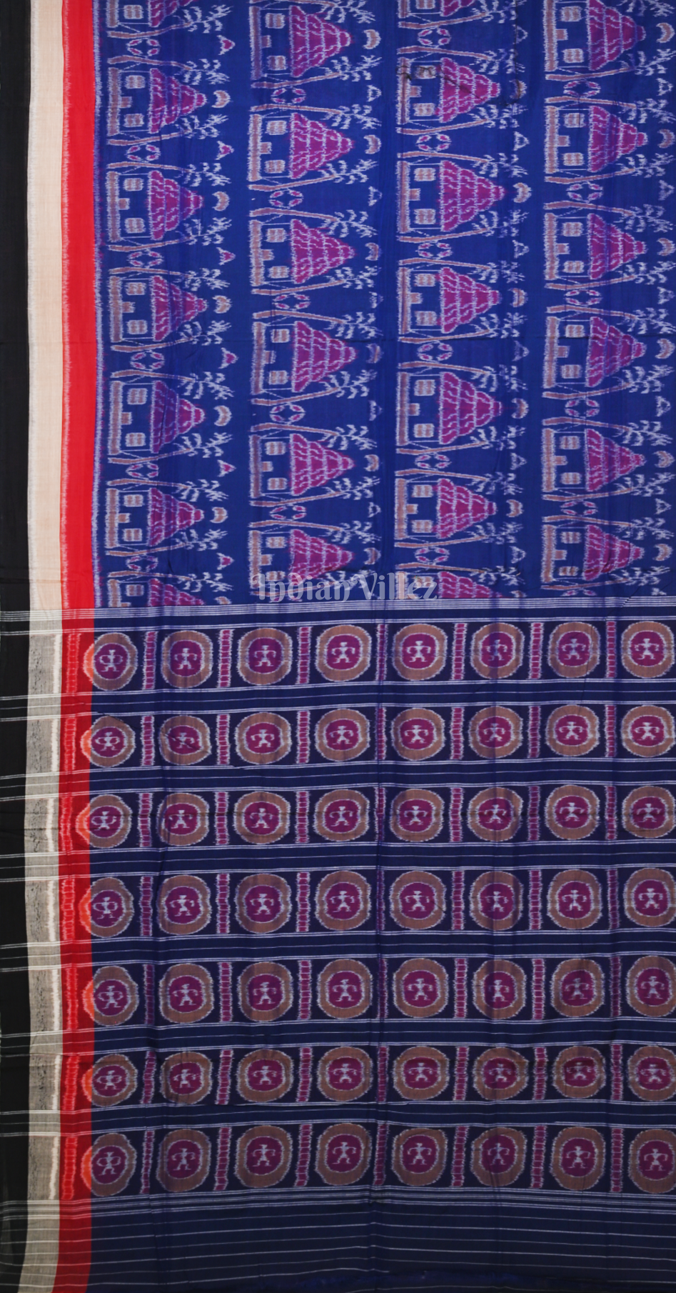 Navy Blue Tribal Motif Odisha Ikat Sambalpuri Cotton Saree 