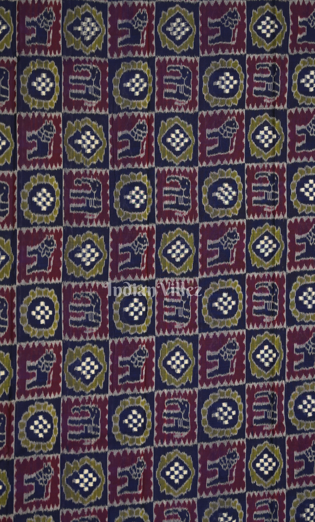 Navy Blue Yellow Nabakothi Odisha Ikat Sambalpuri Dress Set & Dupatta