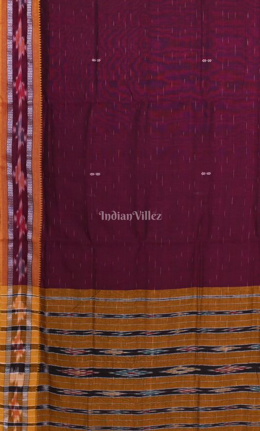 Purple Wine Brown Odisha Ikat Maniabandha Cotton Saree