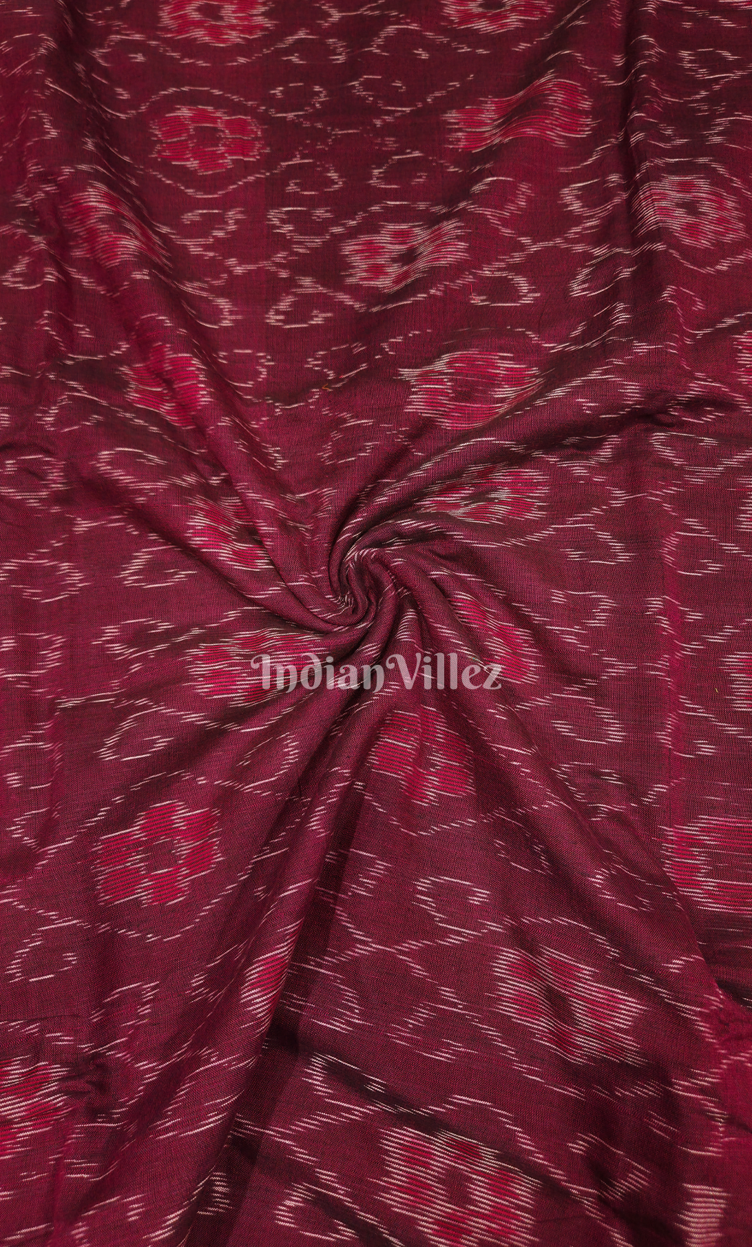 Maroon Floral Motif Odisha Ikat Sambalpuri Cotton Fabric