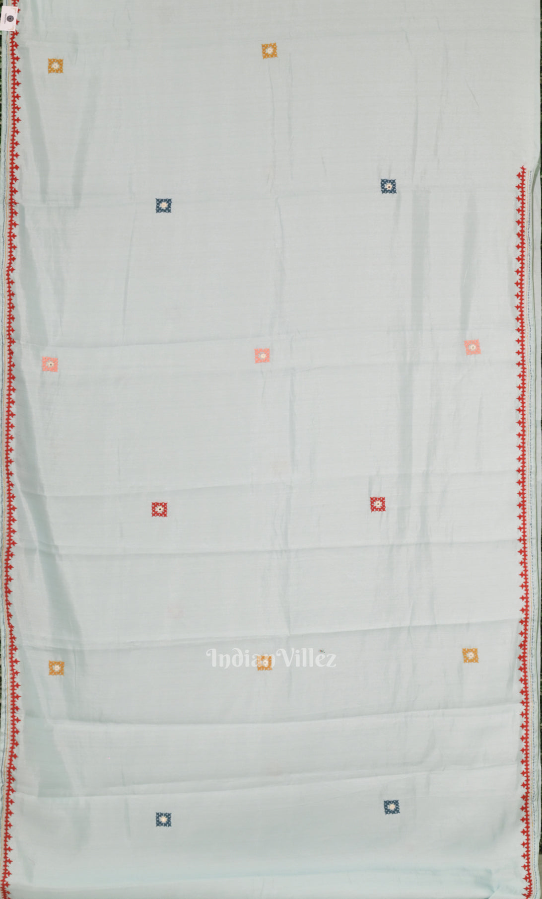 White Tussar Silk Saree with Hand Embroidery Work