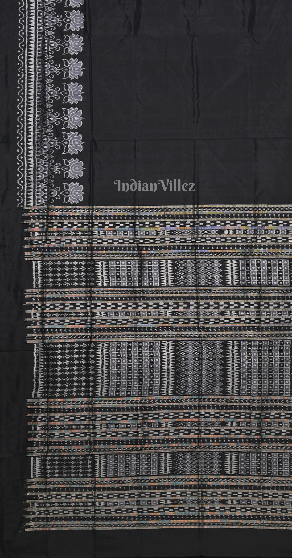 Black Lotus Scot Odisha Ikat Contemporary Designer Silk Saree