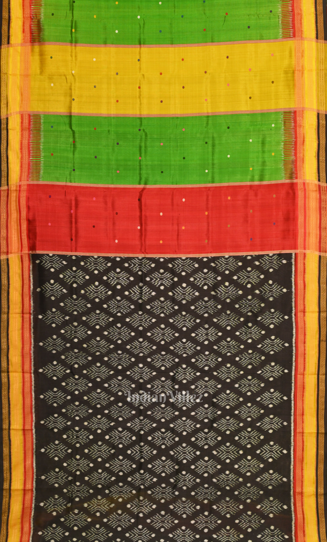 Black Kathiphera Odisha ikat Khandua Silk saree 
