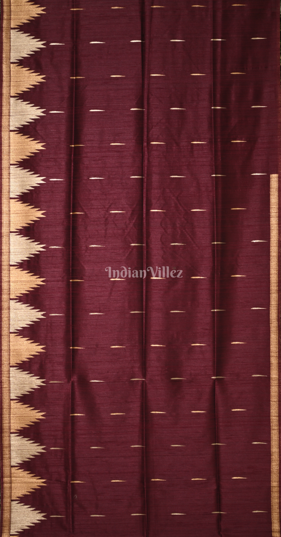 Maroon Tussar Silk Saree