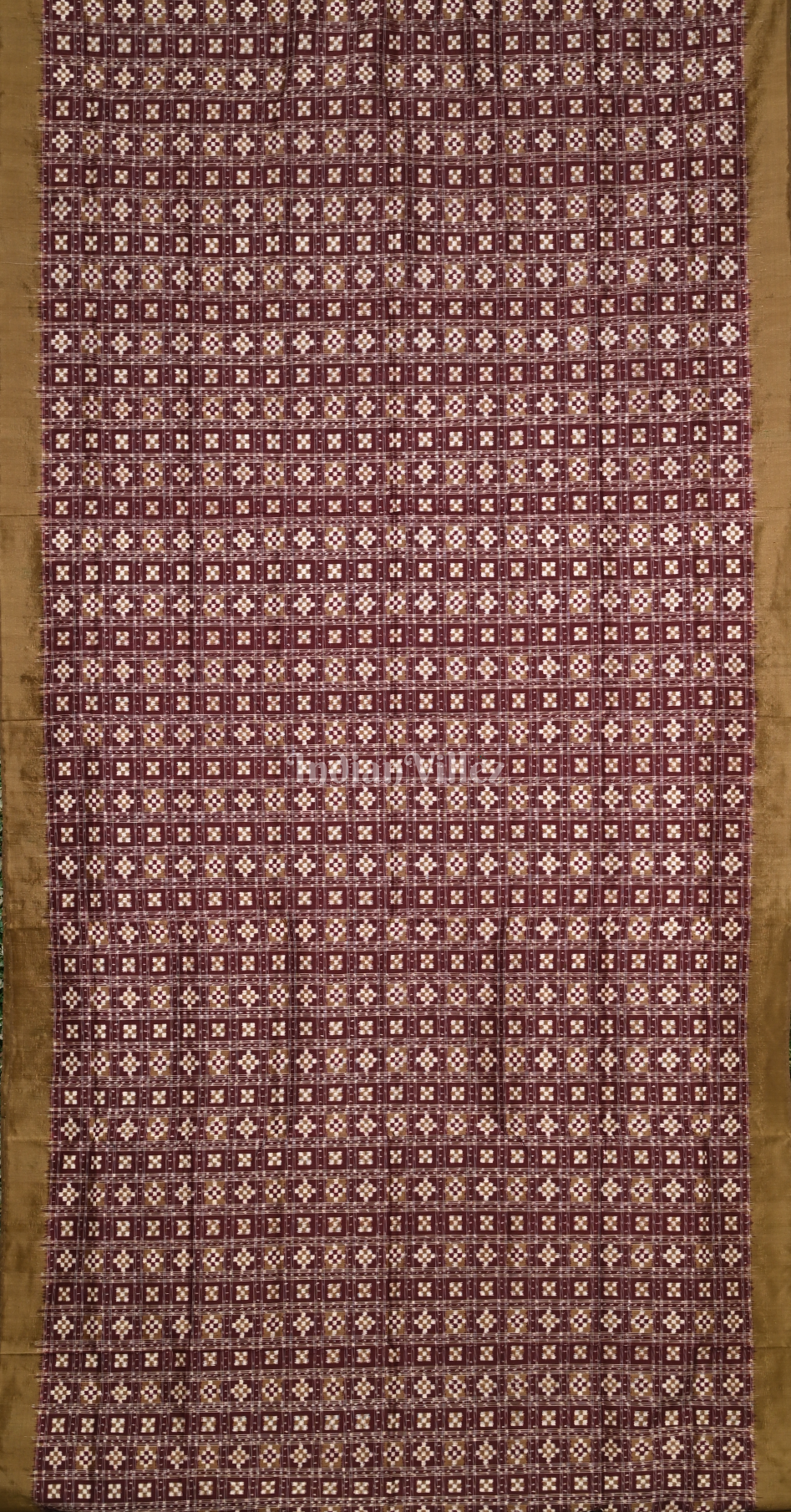 Exclusive Wine Maroon Gold Mini Pasapali Odisha Ikat Sambalpuri Silk Saree