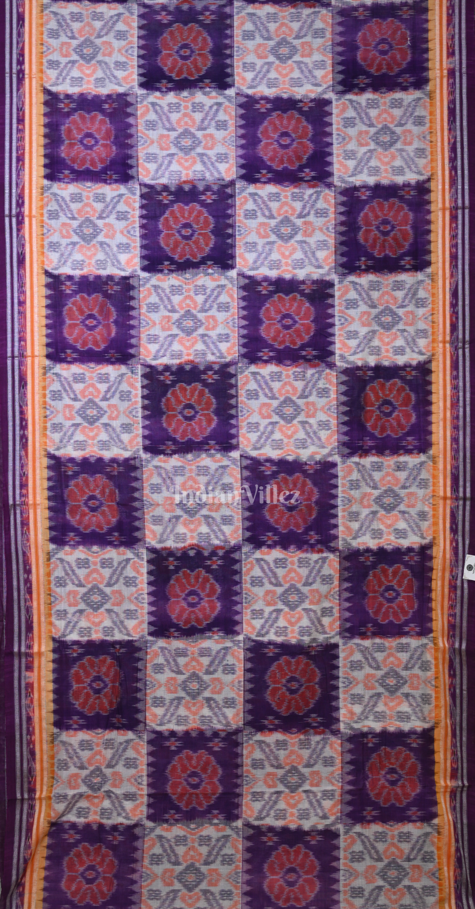 Grey Purple Computer Theme Odisha Ikat Maniabandha Cotton Saree 