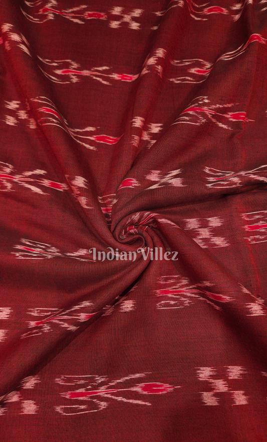 Dark Maroon Mayur Chandrika Odisha Ikat  Sambalpuri Cotton Fabric