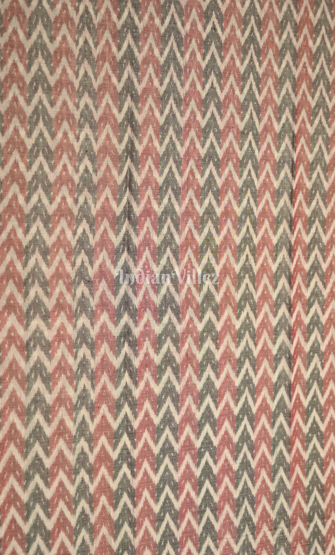 Off White Red Waves Design Odisha Ikat Sambalpuri Dress Set & Dupatta