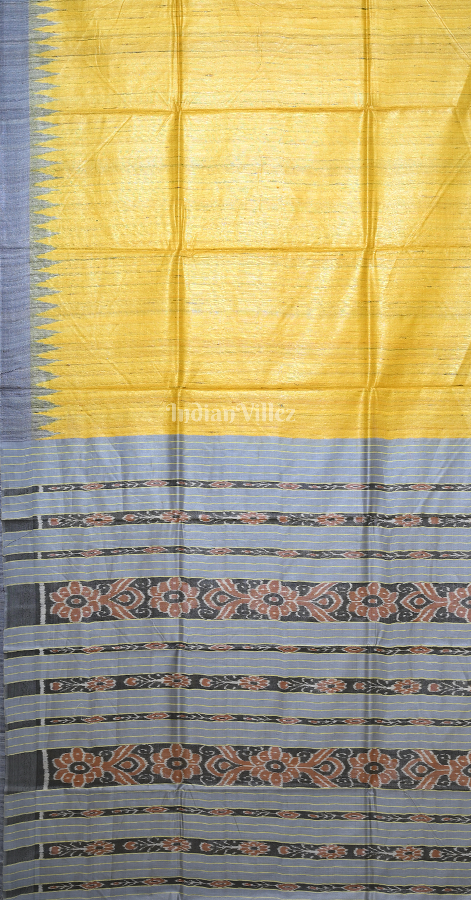 Yellow Light Blue Fine Gopalpur Tussar Silk Saree 