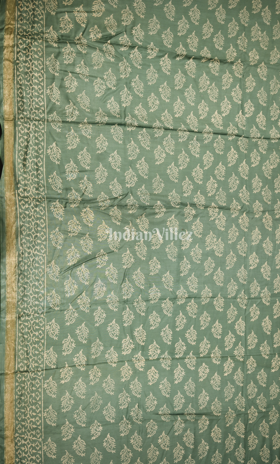 Light Green Block Printed Cotton Suit Sets