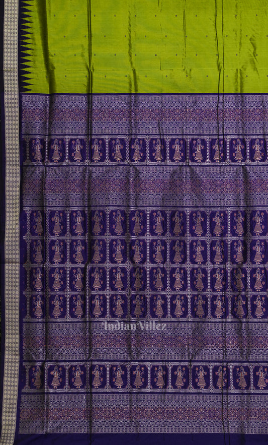 Mehendi Green Blue Buta Design Odisha Ikat Bomkai Sambalpuri Silk Saree 