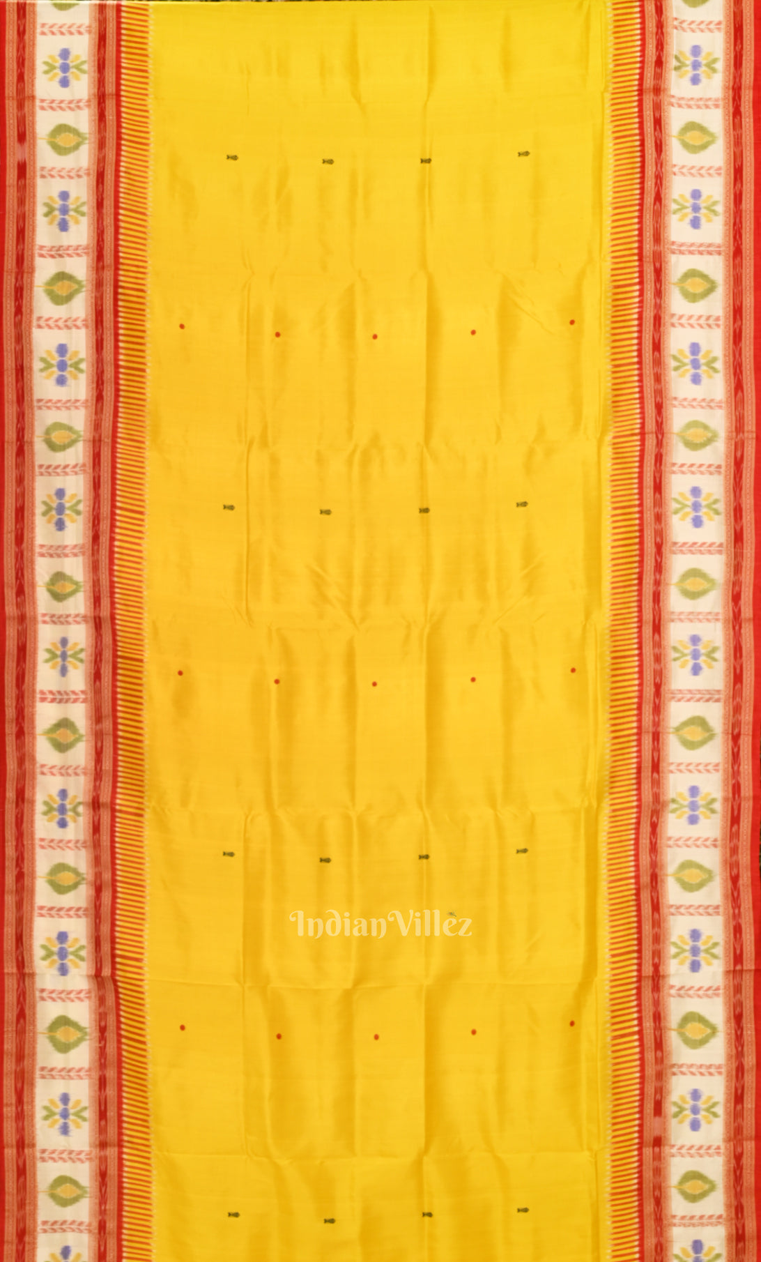 Yellow Red Kathiphera Odisha ikat Khandua Silk saree 