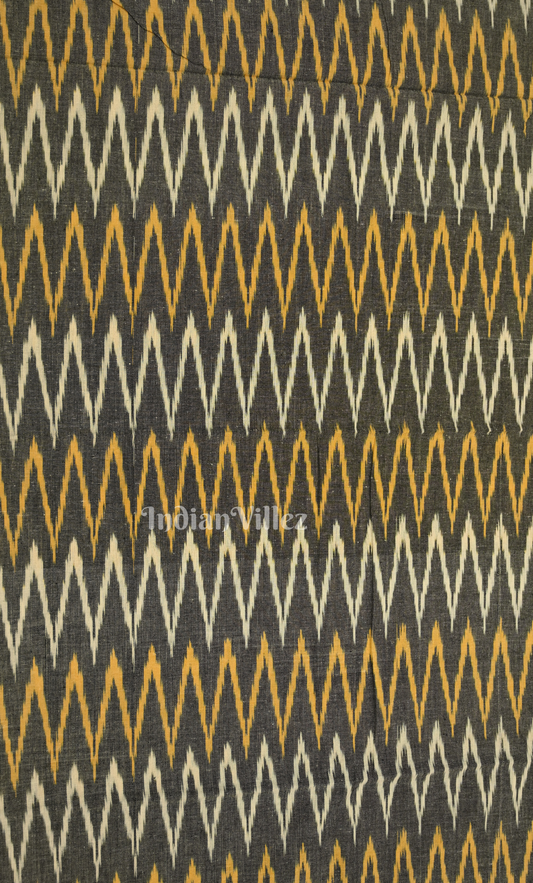 Grey Yellow Pochampally Ikat Cotton Unstitched Suit Sets