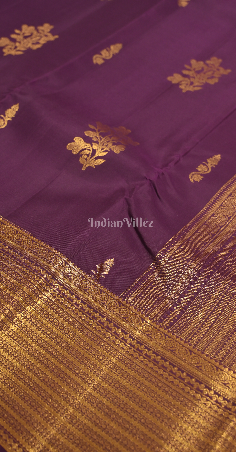Purple Golden Floral Brocade Pure Kanjivaram Silk Saree