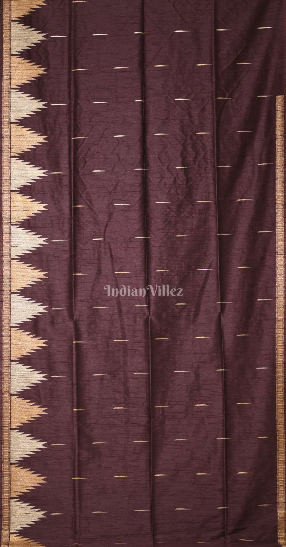 Coffee Phoda Kumbha Tussar Silk Saree