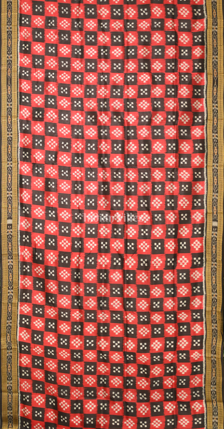 Red Blue Pasapali Odisha Ikat Khandua Silk Saree