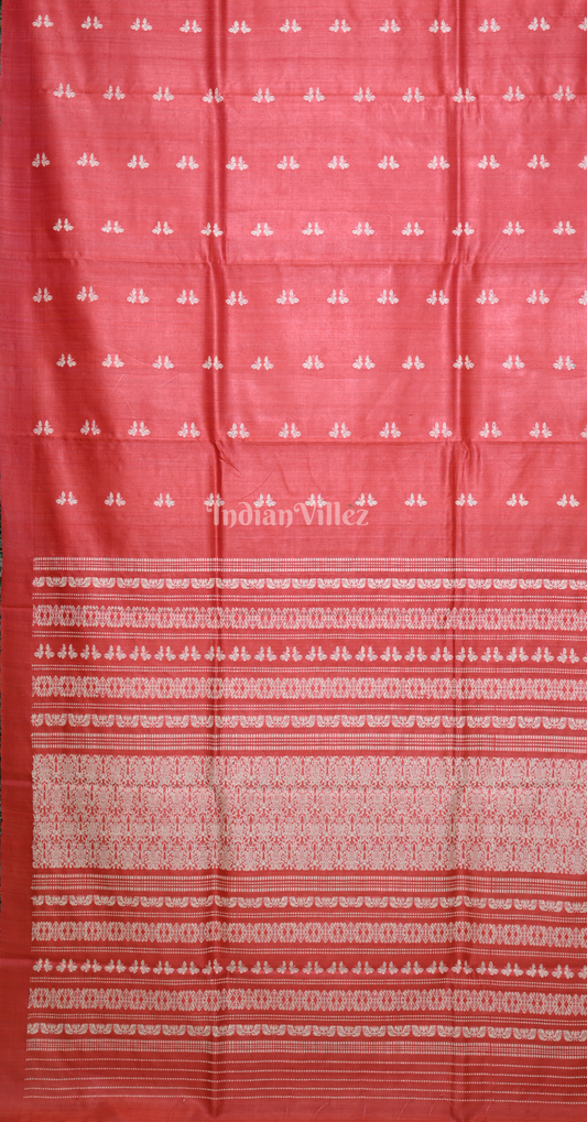 Red Butterfly Motif Fine Gopalpur Tussar Silk Saree