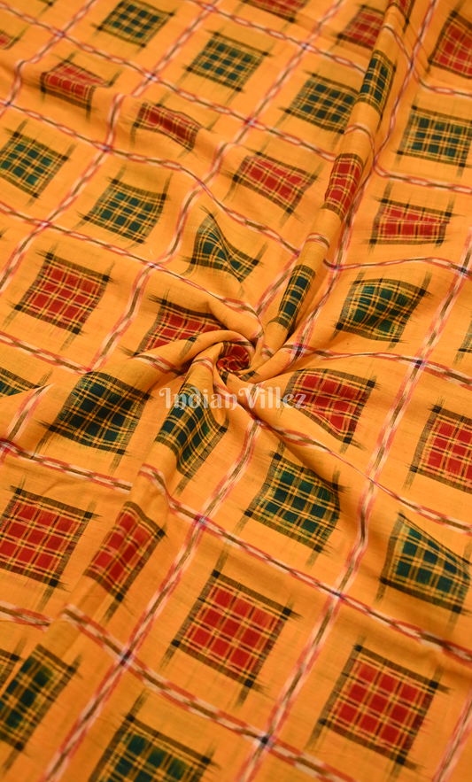 Yellow Aswini Odisha Ikat sambalpuri Cotton Fabric 