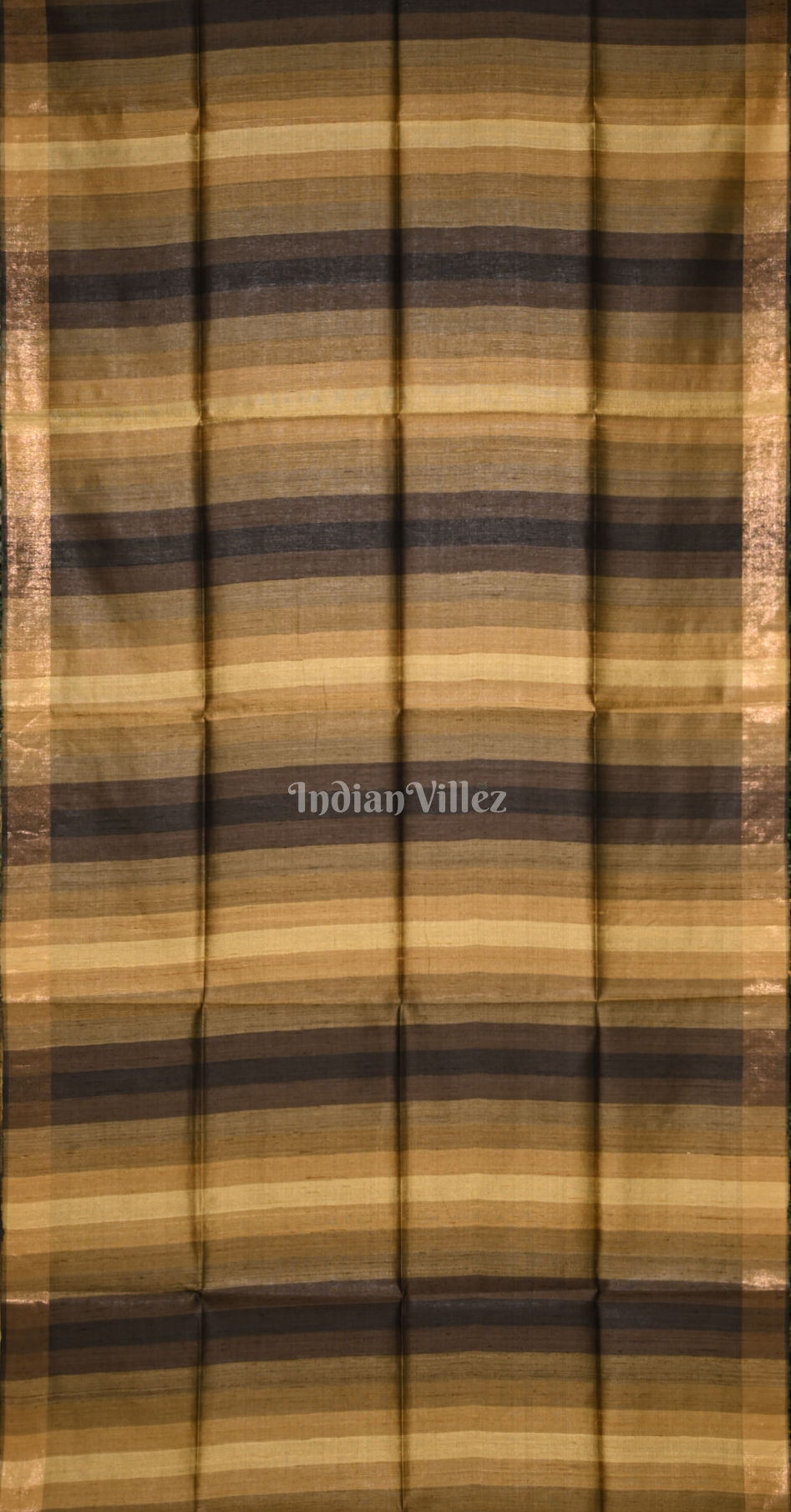 Black Golden Pure Tussar Silk Saree