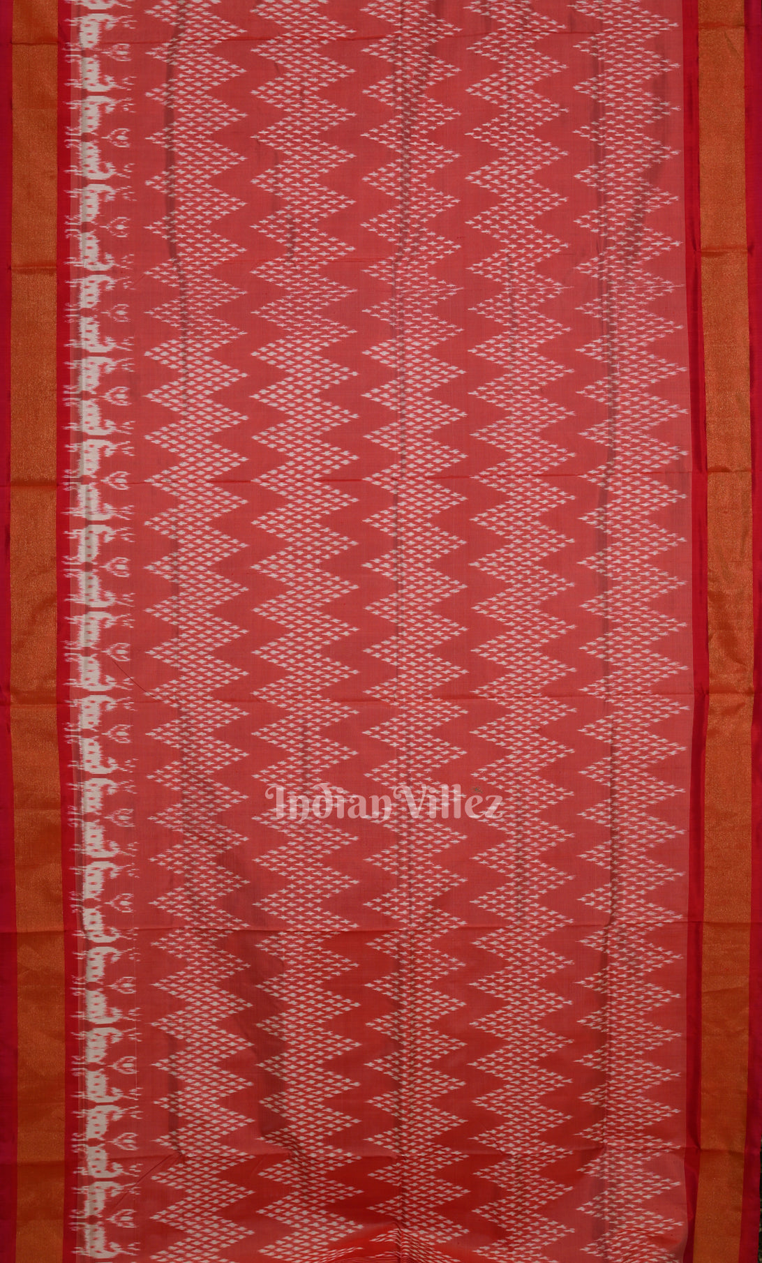  Red Pochampally Ikat Silk Saree