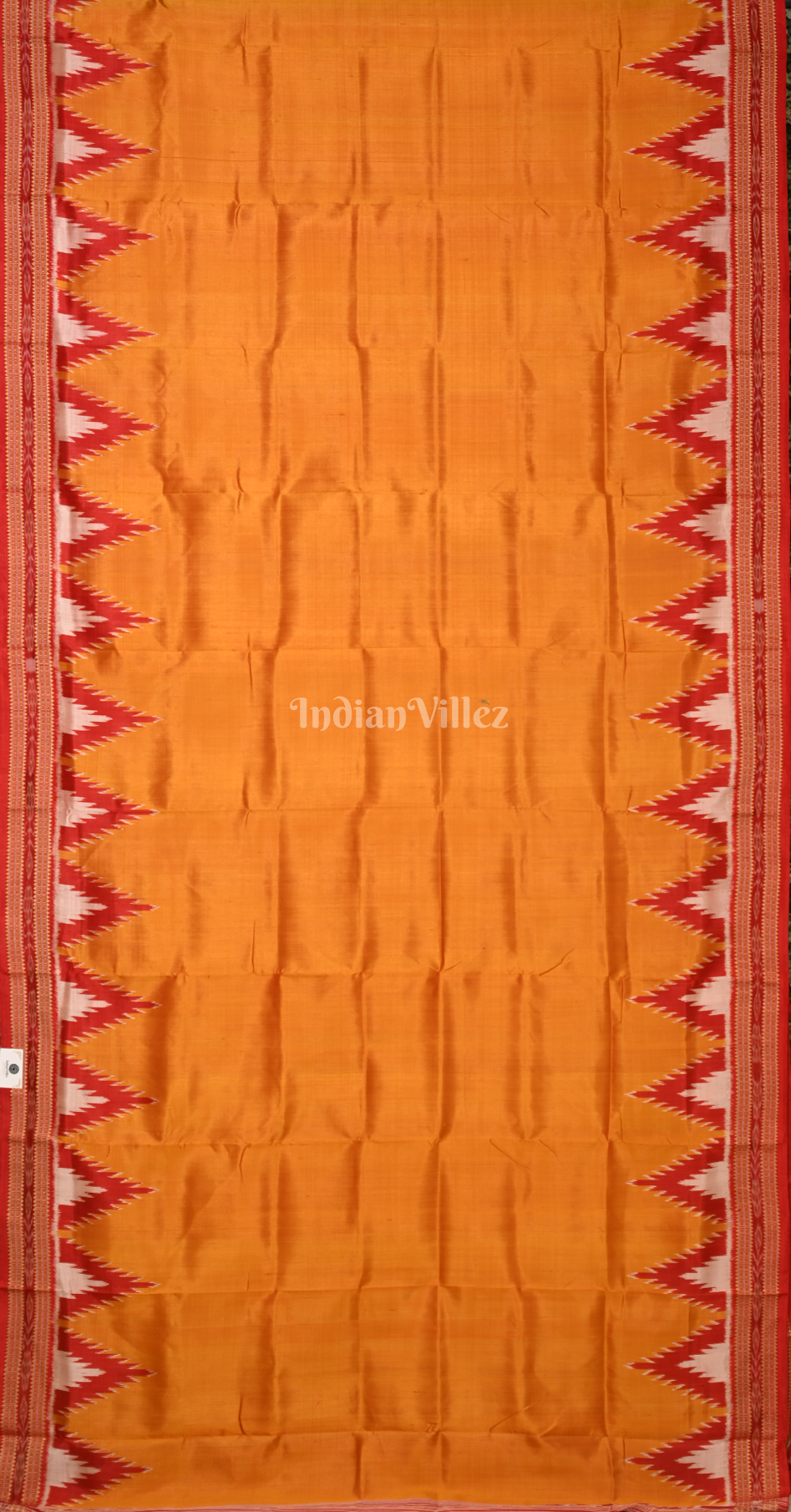 Orange Yellow Red Bada Kumbha Odisha Ikat Khandua Silk Saree