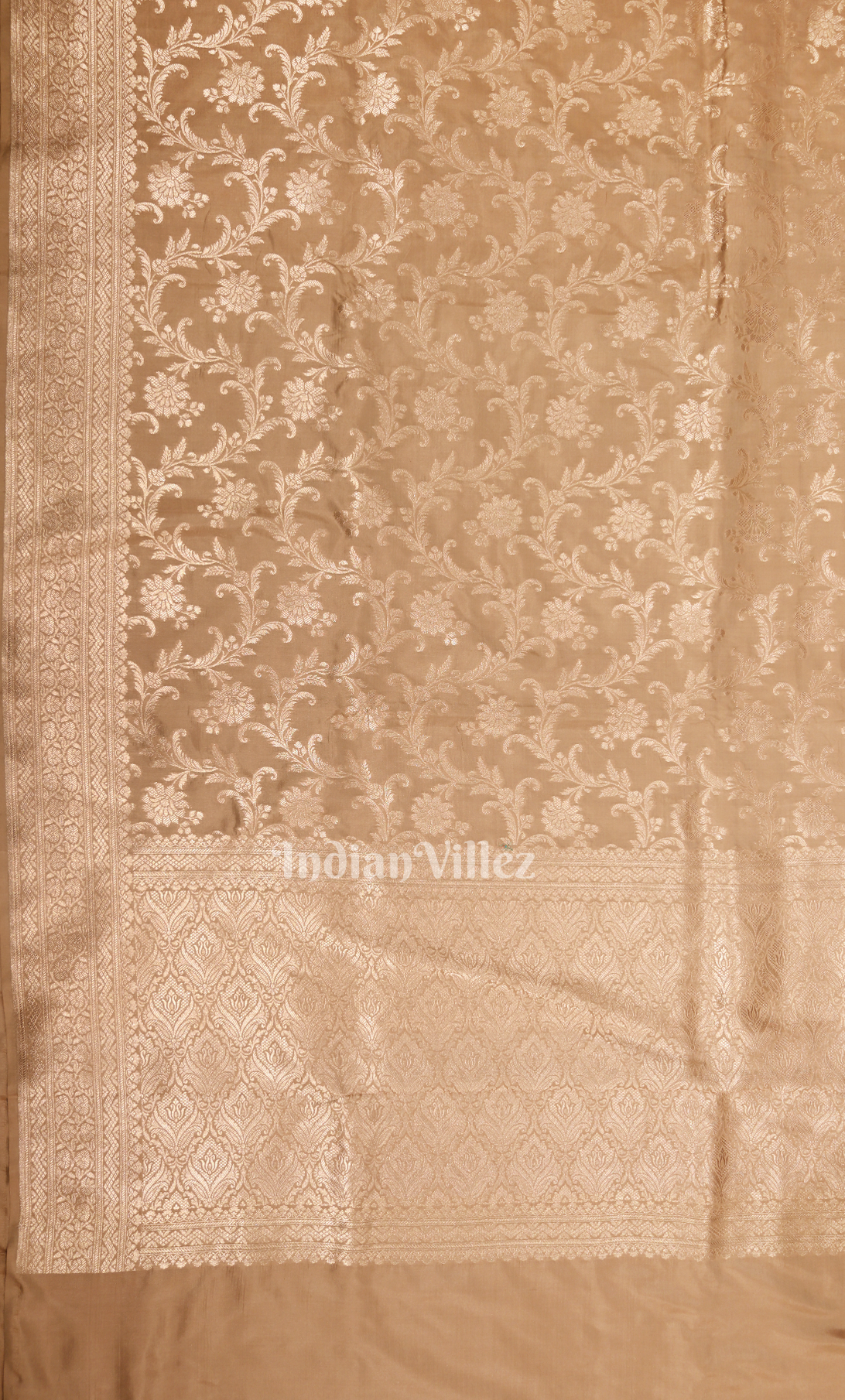 Exclusive Designer Beige Meenakari Pure Katan Banarasi Silk Saree 