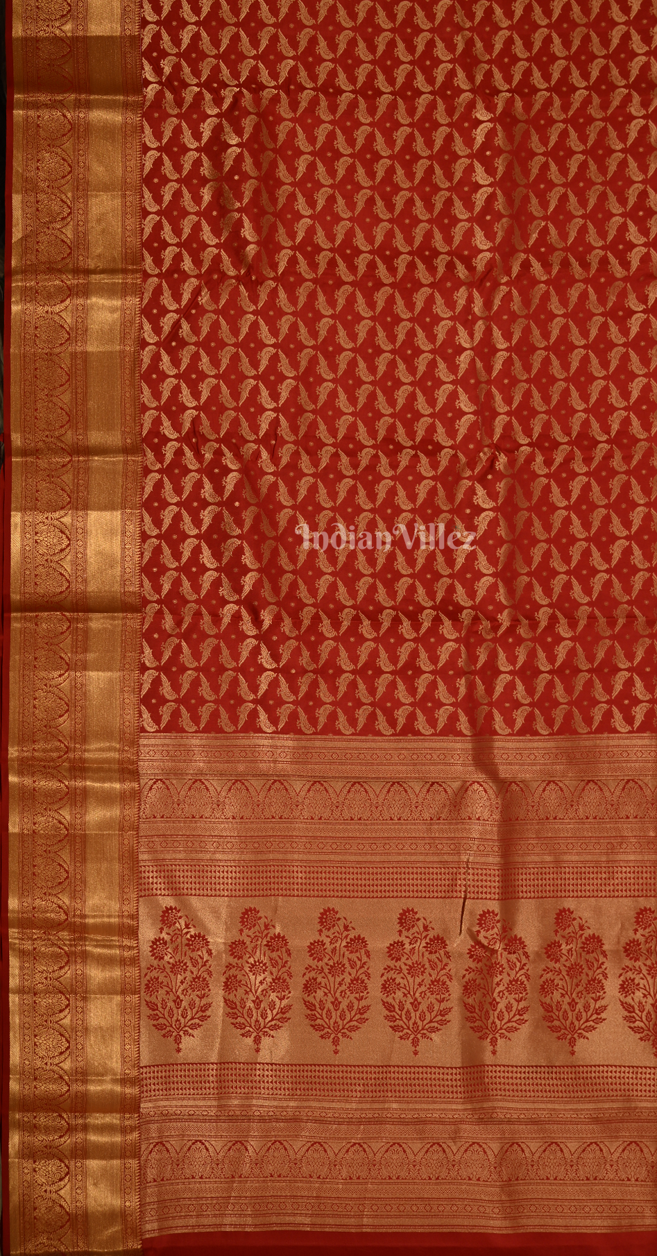 Exclusive Red Bird Motif Brocade Pure Kanjivaram Silk Saree
