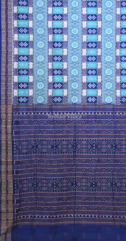 Blue Pasapali Odisha Ikat Sambalpuri Cotton Saree