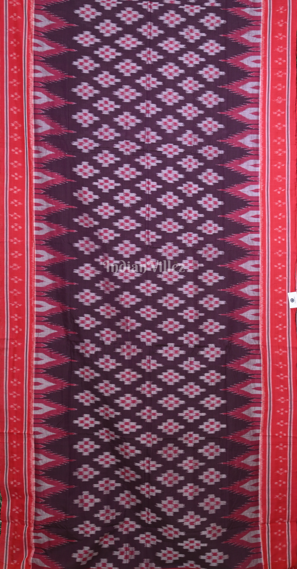 Maroon Red Pasapali Odisha Ikat Sambalpuri Cotton Saree