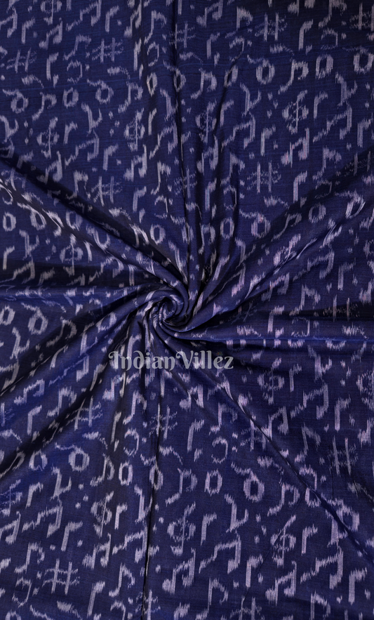 Blue Musical Instrument Odisha Ikat sambalpuri Cotton Fabric