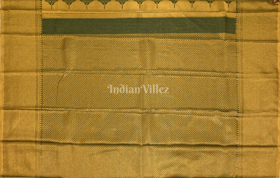 Mehendi Green Floral Pure Kanjivaram Tissue Silk Saree