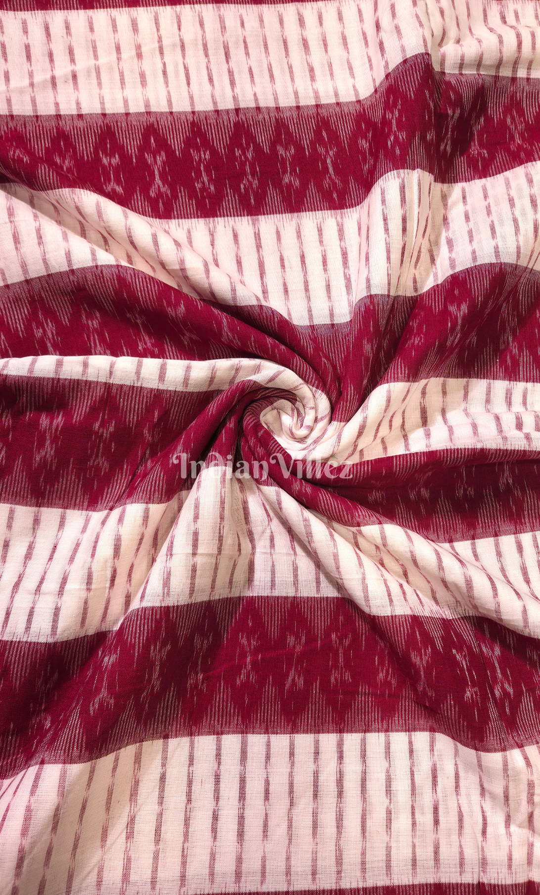 White Maroon Tribal Theme Odisha Ikat Sambalpuri Ikat Cotton Fabric