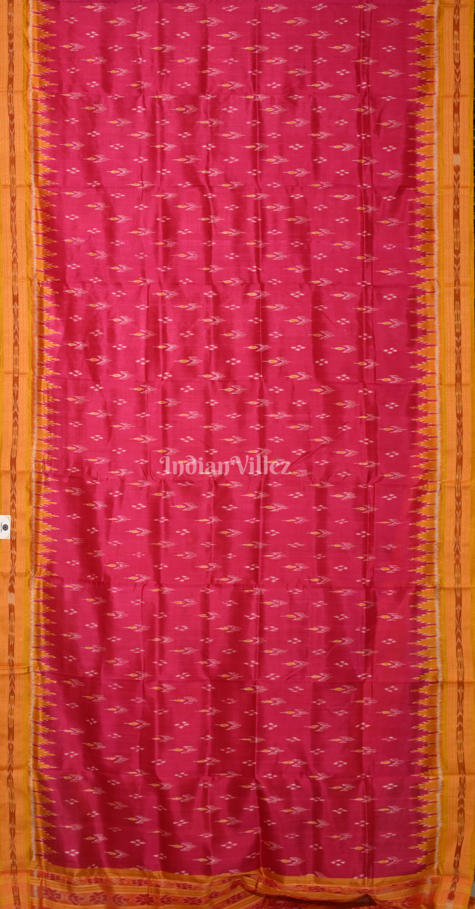 Rani Pink Mustard Yellow Mayur Chandrika Odisha Ikat Khandua Silk Saree