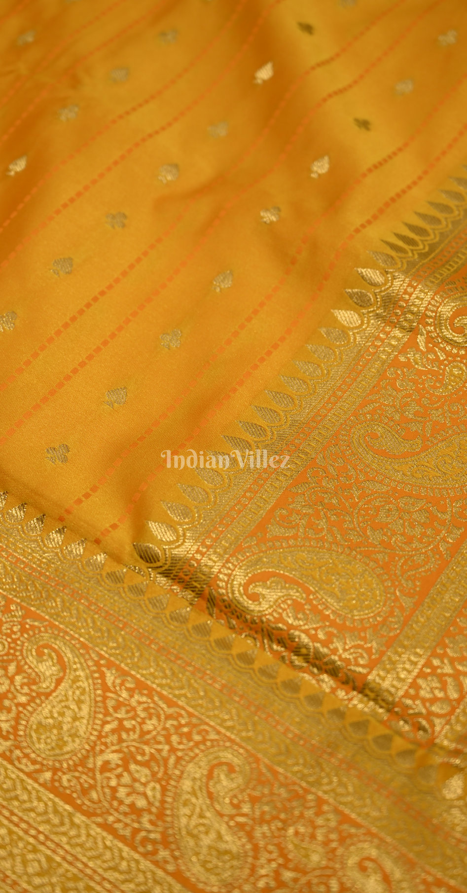 Yellow Zari Satin Silk Banarasi Saree