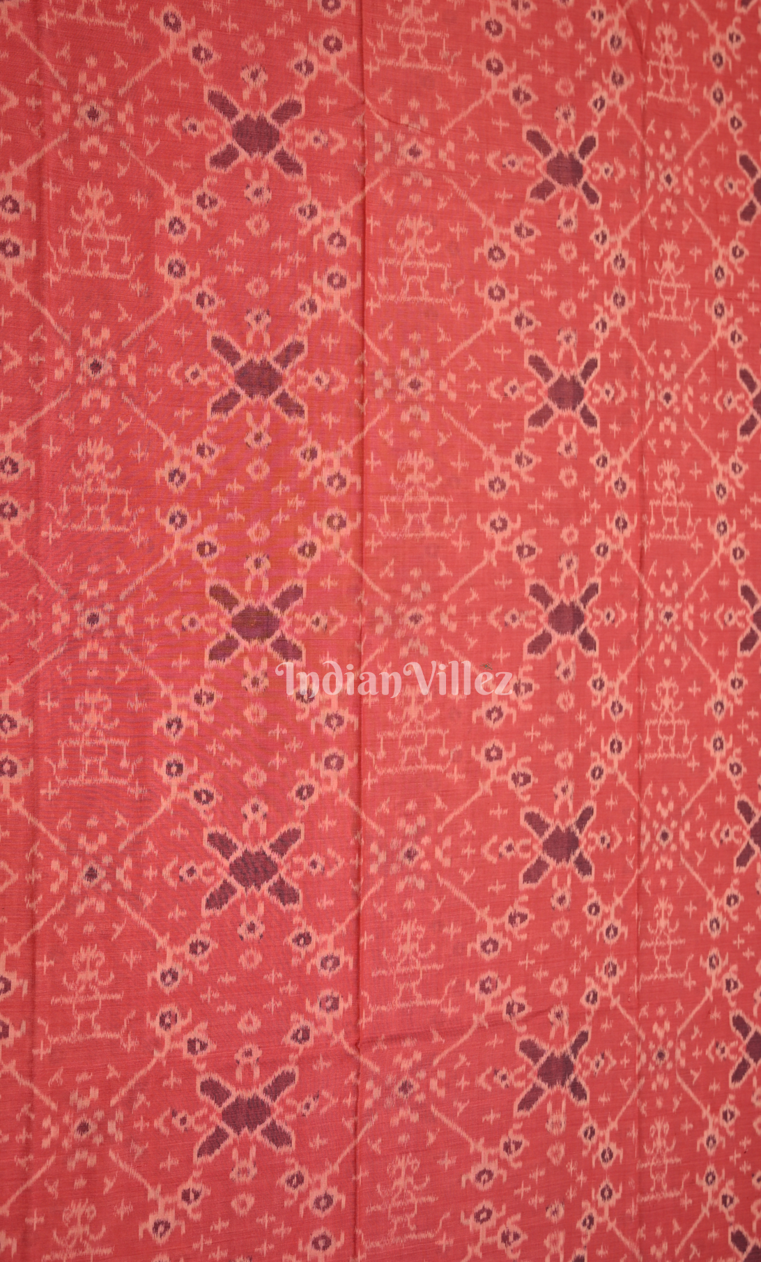 Red Coffee Tribal Design Odisha Ikat Sambalpuri Dress Set & Dupatta