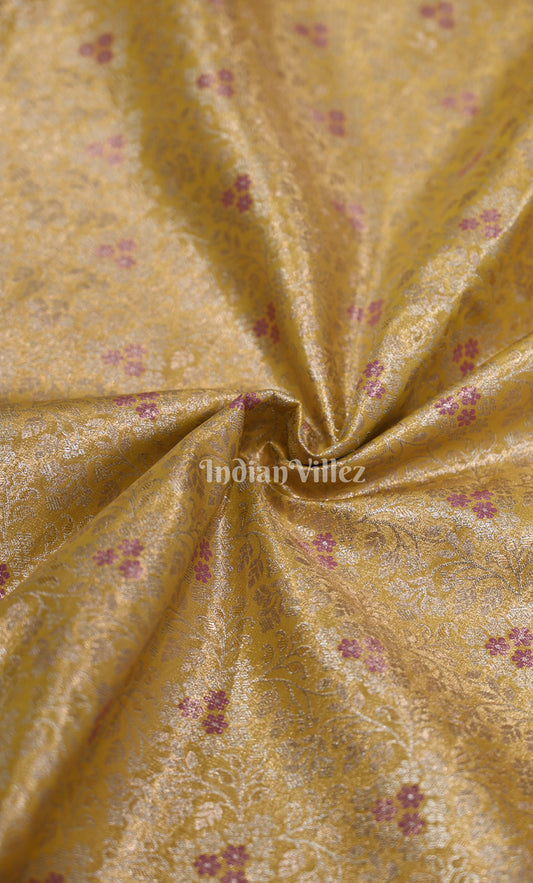 Mustard Yellow Purple Brocade Pure Kanjivaram Silk Saree