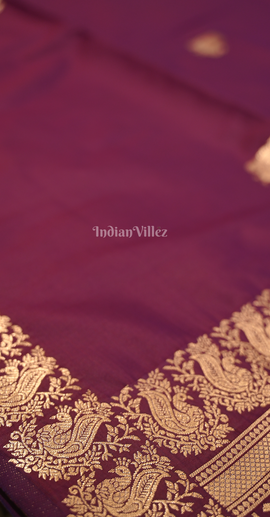 Purple Wine Peacock Design Mashru Satin Silk Banarasi Saree