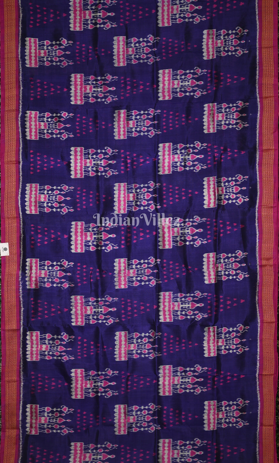 Blue Magenta Pink Tribal And Chita Design Khandua Silk Saree