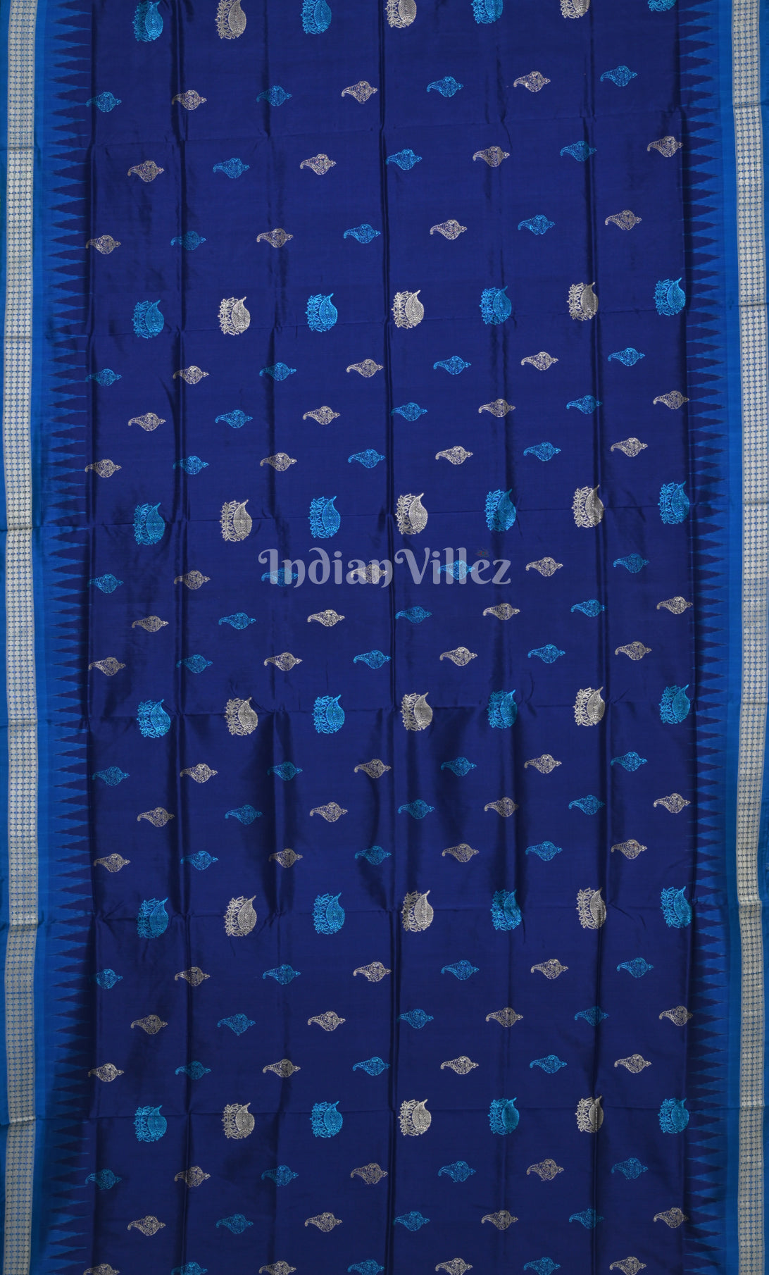 Royal Blue Odisha Ikat Bomkai Sambalpuri Silk Saree