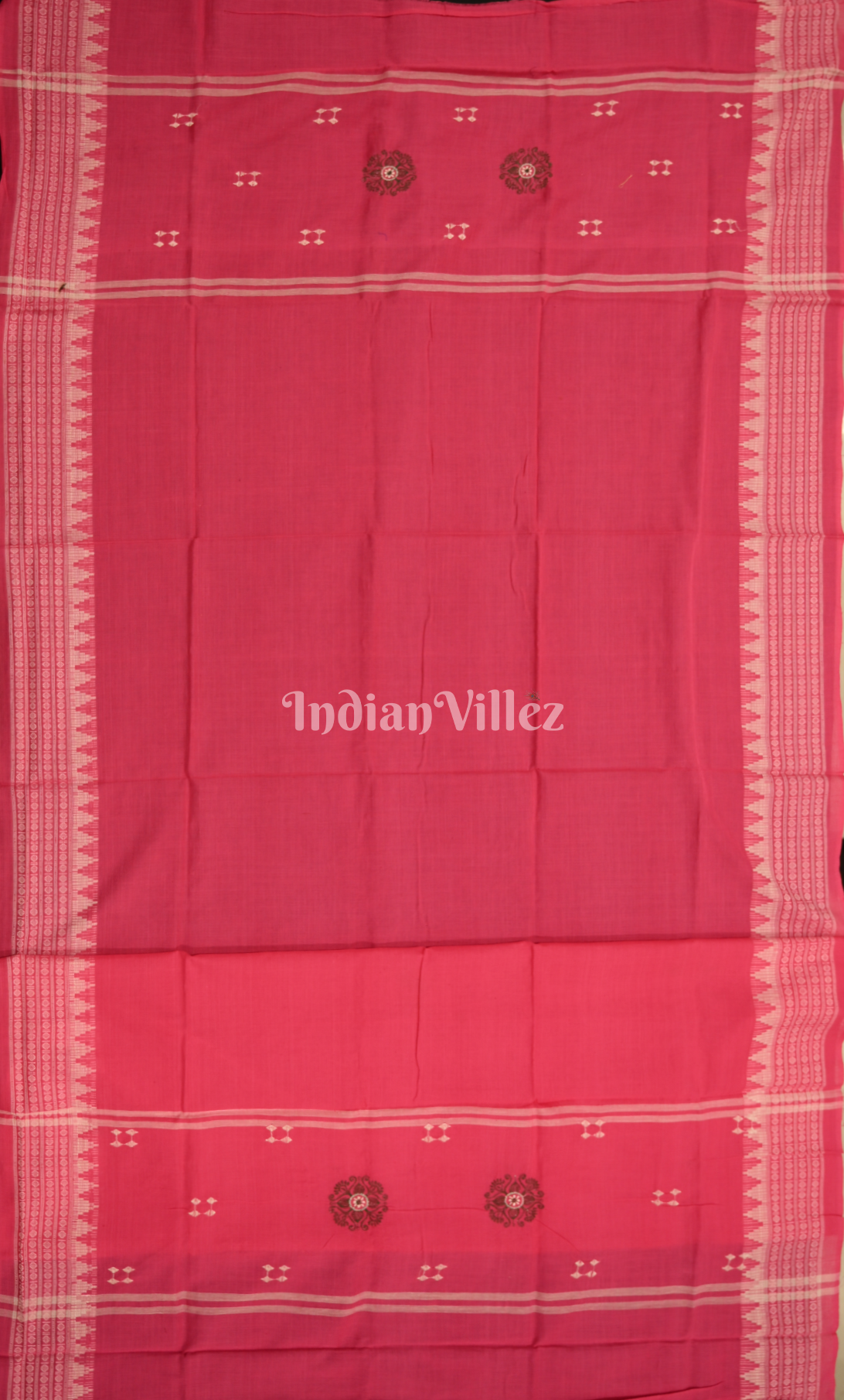 Green Pink Buti Flower Design Odisha Ikat Sambalpuri Cotton Dress set with Dupatta 