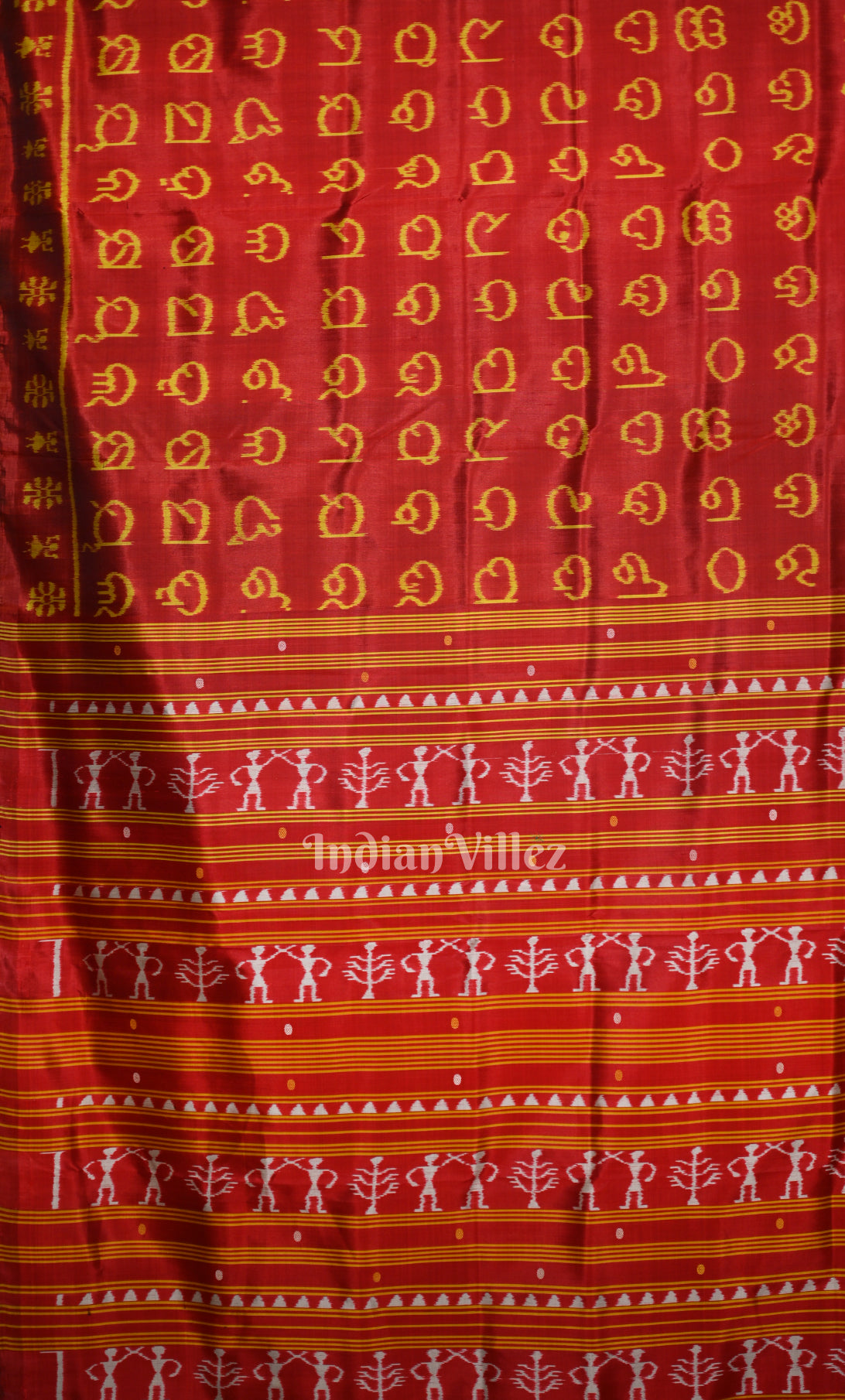 Red Odia Barnamala Odisha Ikat Contemporary Designer Silk Saree