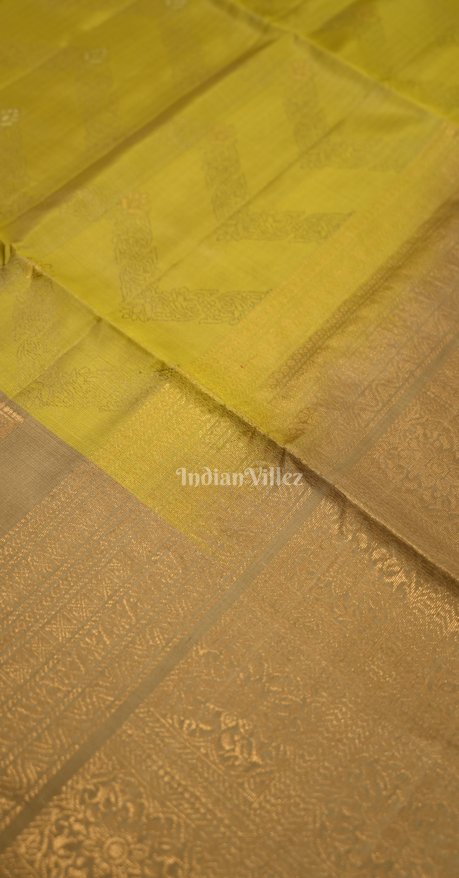 Lime Green Golden Zari Pure Kanjivaram Soft Silk Saree 