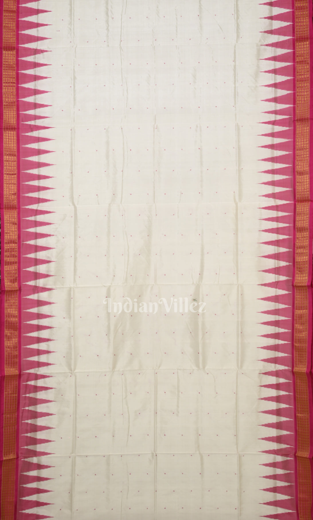 White Red Buti Odisha Ikat Bomkai Half Tissue Silk Saree