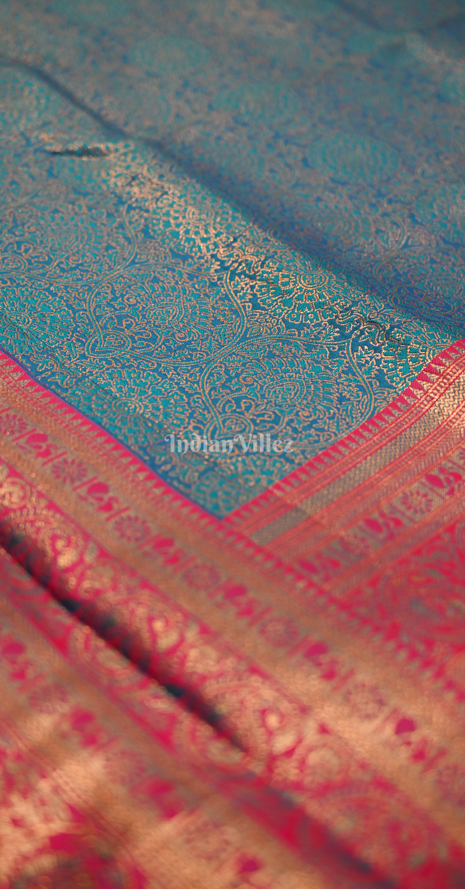 Sky Pink Chaap Weaving Silk Saree