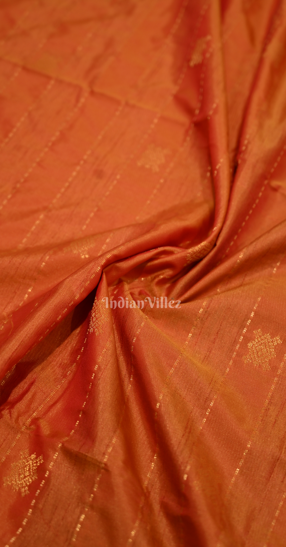 Orange Tussar Silk Saree with Zari weave