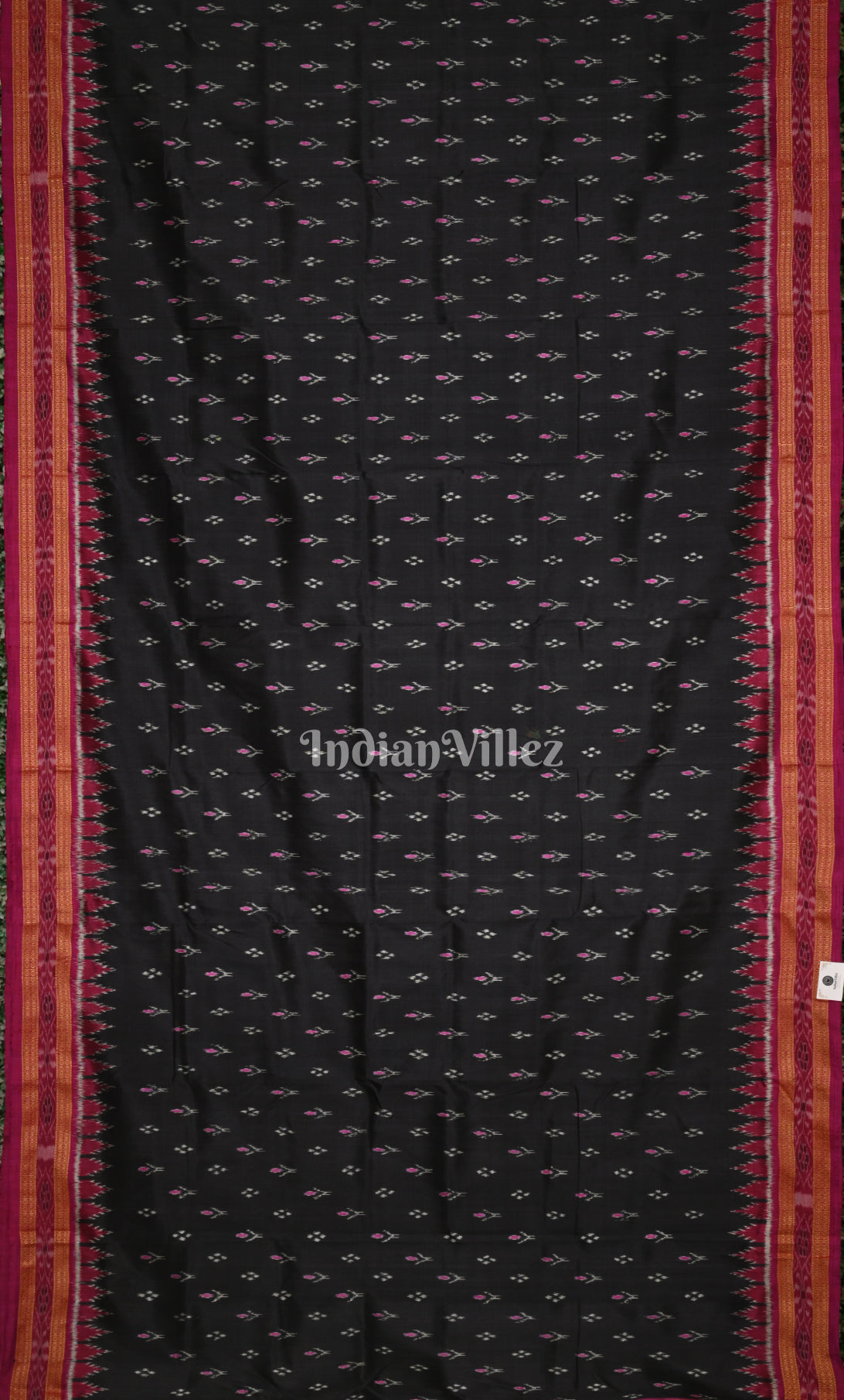 Black Magenta Pink Mayur Chandrika Odisha Ikat Khandua Silk Saree