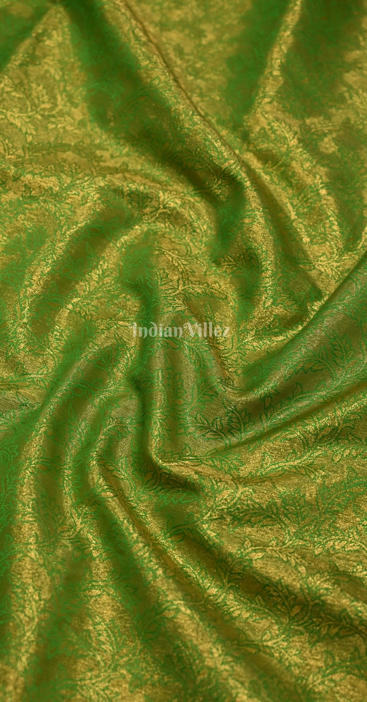 Mehendi Green Floral Motif Brocade Pure Kanjivaram Silk Saree 