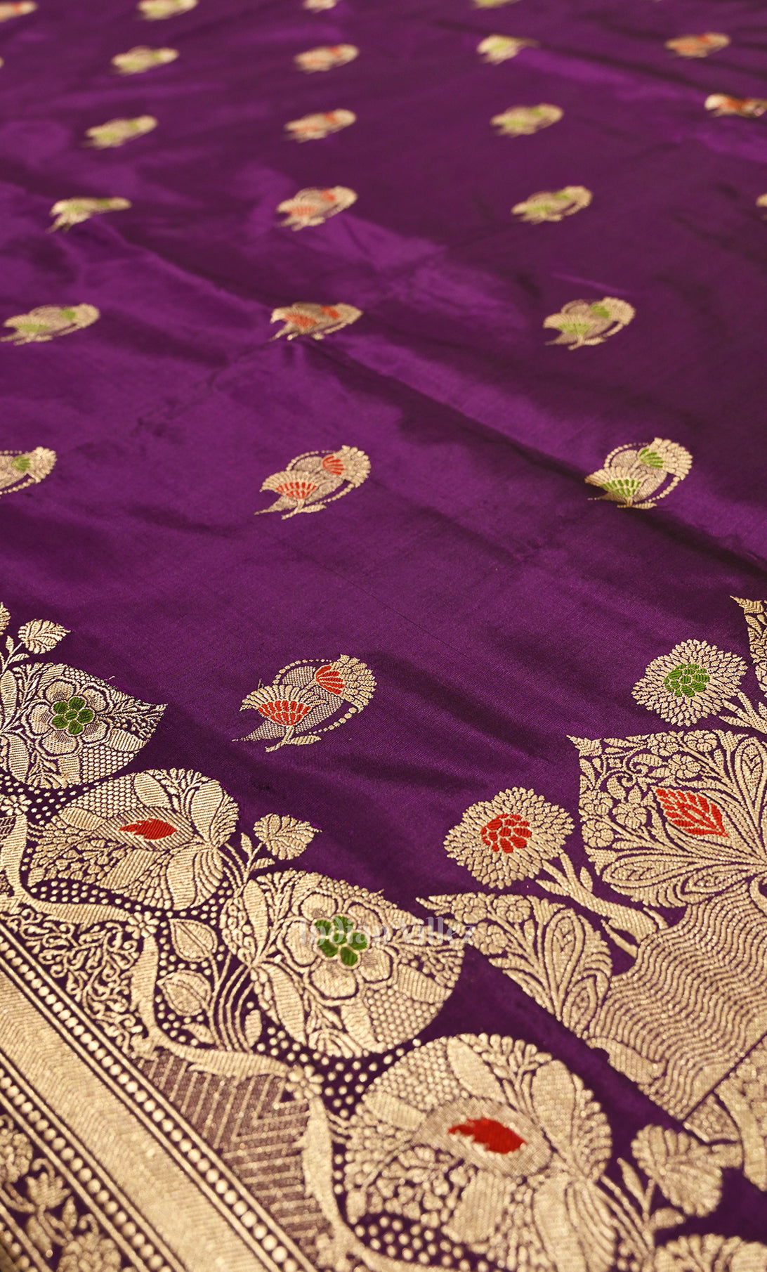 Purple Pure Katan Silk Banarasi Saree 