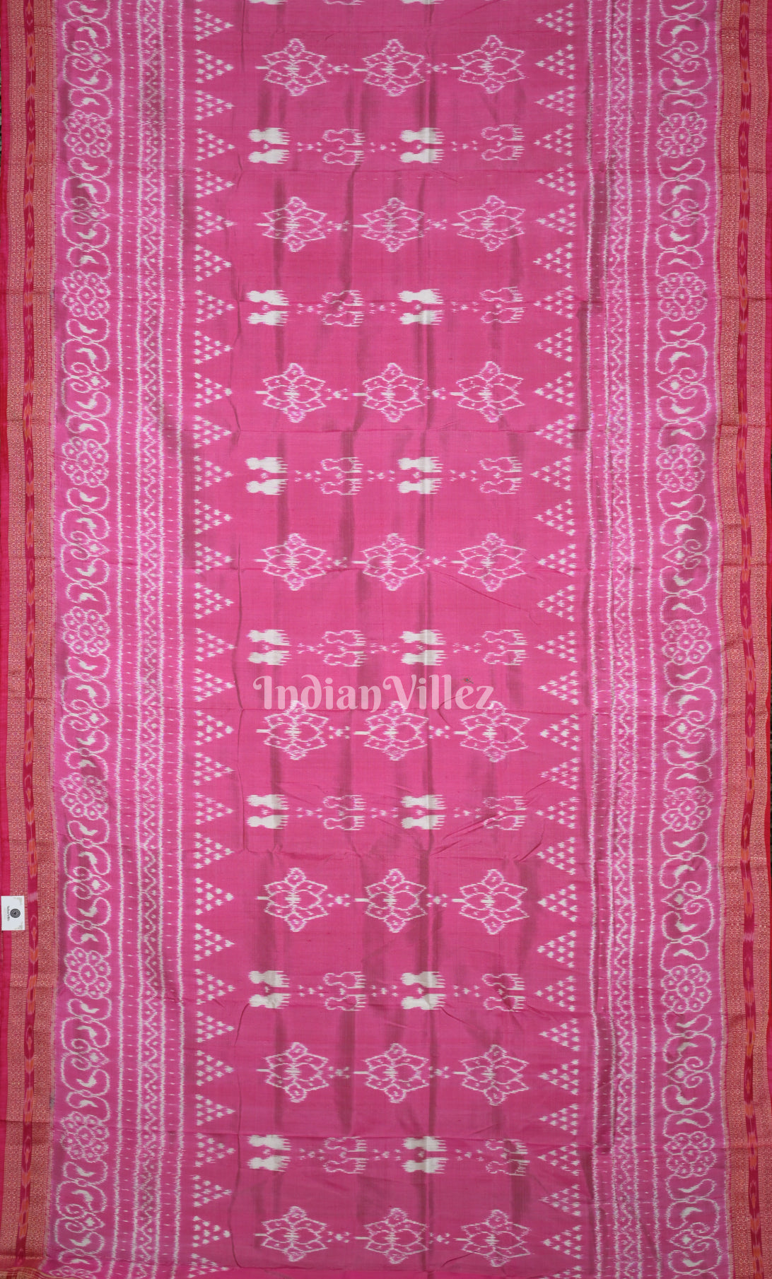 Pink Red Laxmi Pada Jhoti Theme Odisha Ikat Khandua Silk Saree 
